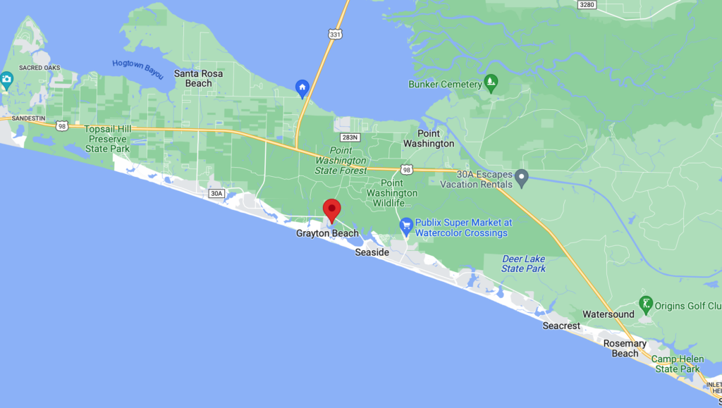 Google Maps of Scenic Hwy 30A in Florida